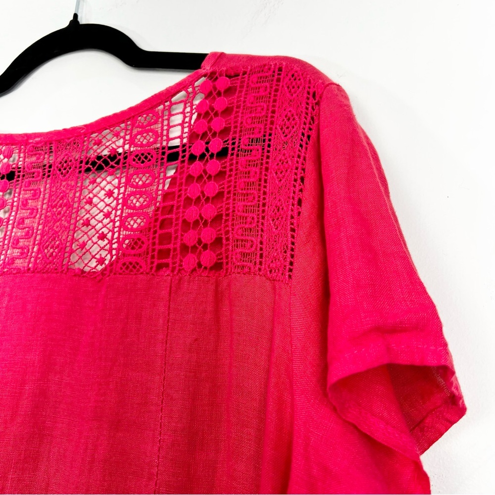 Bella pure Italian linen watermelon pink bubble hem lagenlook summer dress - Picture 8 of 15